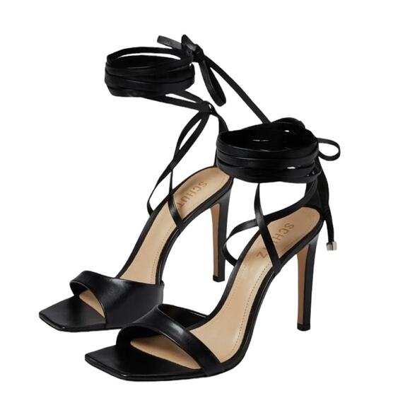 Schutz Bryce Leather Strappy Lace-Up Open Toe Sandals Black Size 9.5 New In Box - Picture 6 of 7